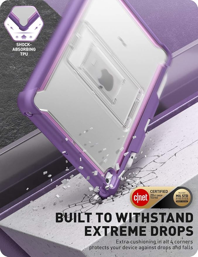 i-Blason Ares Case for New iPad 9th/8th/7th Generation iPad 10.2 2021/2020/2019 Case Full-Body Kickstand with Built-in Screen Protector Cover with Pencil Holder (Purple)