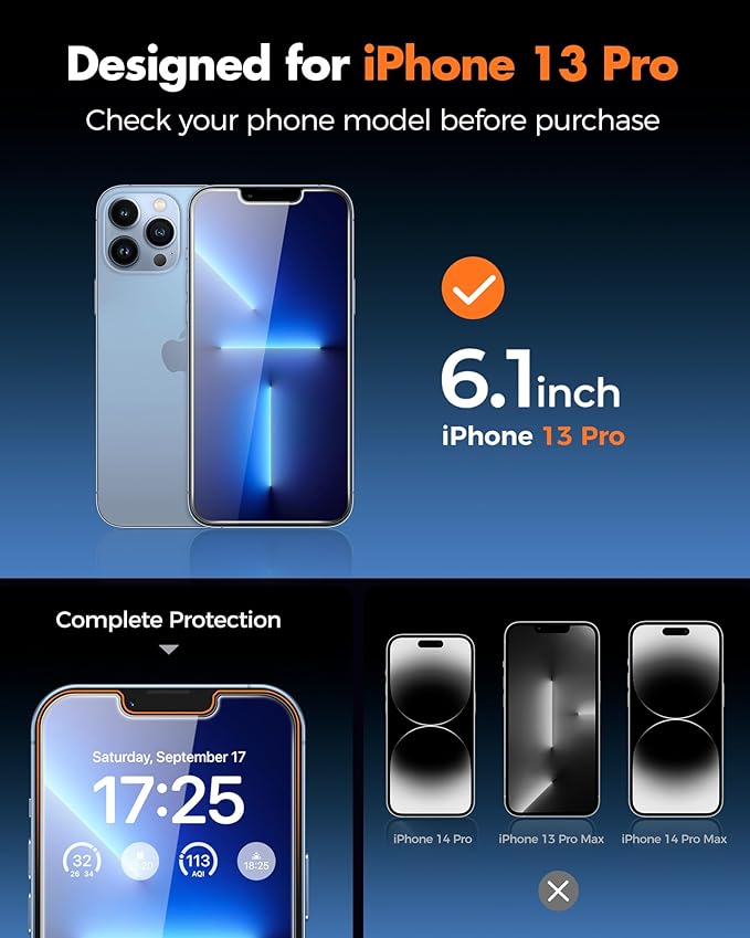 UNBREAKcable 4PCS Screen Protector for iPhone 13 Pro - 2 Privacy Tempered Glass+2 Clear Glass Double Shatterproof [Installation Frame] [9H Hardness] [Case Friendly] Anti-Scratch for iPhone 6.1 inch