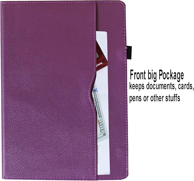 Case for iPad 9th 8th 7th Generation 360 Rotating Smart Cover Folio Stand with Pocket Auto Wake Up/Sleep for 2021 2020 2019 iPad 10.2 A2197 A2198 A2199 A2200 A2602 A2603 (Purple)