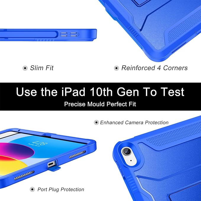 Soke Case for iPad (A16) 11th Generation 11-inch 2025 iPad 10th Generation 10.9-inch 2022 with Built-in Screen Protector and Kickstand Rugged Full Body Protective Cover - Abyss Blue