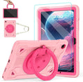 Case for Samsung Galaxy Tab A11+ Plus/ A9+ 11 inch 2025/2023 with Screen Protector 360°Rotating Stand &amp Shoulder Strap Pencil Holderfor Tab A11 Plus / A9 Plus Tablet Case Kids (Pink+Hot Pink)