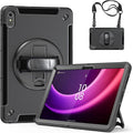 Junfire Protective Case for Lenovo Tab P11 2nd Gen 11.5-inch 2023 Shockproof Rugged Lenovo P11 Gen2 Case TB350FU/TB350XU with 360°Rotating Kickstand/Hand Strap/Shoulder Strap-Black
