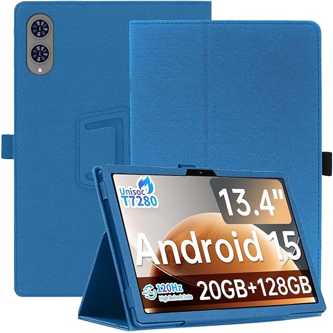 Case for TECLAST T65 Tablet 13.4inchNOUKAJU Tablet Protection CoverFolding Stand with Pencil Holder and Wrist StrapDrop-ResistantProtection Case for TECLAST T65(Blue)