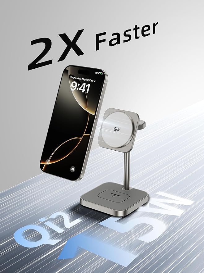 [Qi2 Certified ] LULULOOK 3 in 1 Charging Station 15W QI2 Wireless Charger Stand Magnetic Charger for iPhone 17/16/15/14/13/12 Series AirPods Pro/3/4 Apple Watch with 30W PD Adapter