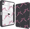 CISSOOK Case for iPad 11 Inch 2025 (A16) / 10.9 inch iPad 10th Generation 2022 with Apple Pencil Holder Auto Wake/Sleep Black Base with Pink Bow