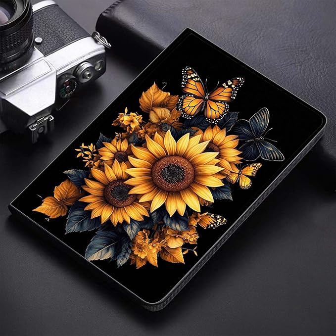 Case for Samsung Galaxy Tab A11 / Tab A9 8.7-Inch 2025/2023Slim Protective LeatherAuto Wake/SleepAdjustable Viewing Angle Stand.Sunflower Butterfly