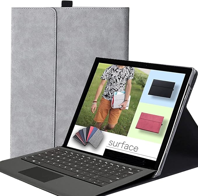 Protective Case for Surface Pro11/Pro 10/Pro 9 Tablet Shockproof Folio Flip Rugged Cover Compatible with Type Cover KeyboardMilitary Grade Business Cover with Pen Holder(Gray)