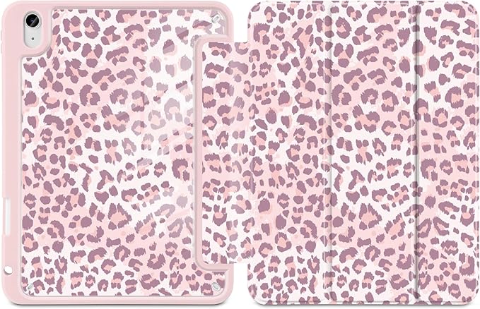 MecBevia Case for iPad Air 11-inch M4 2026 / M3 2025 / M2 2024 Slim Protective Cover with Built-in Pencil Holder Auto Wake/Sleep Leopard Print