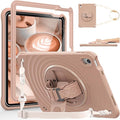 Case for iPad A16 11-inch (2025) &amp iPad 10th Gen 10.9-inch (2022) HD Screen Protector Strong Military-Grade Full-Body Shockproof Protection 360° Rotating Handle Strap &amp Shoulder StrapLatte