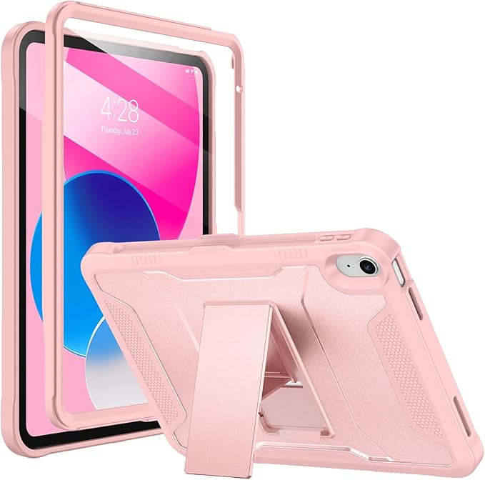 Soke Case for iPad (A16) 11th Generation 11-inch 2025 iPad 10th Generation 10.9-inch 2022 with Built-in Screen Protector and Kickstand Rugged Full Body Protective Cover - Pink Sand