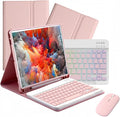 Keyboard Case for Samsung Galaxy Tab S10 Lite/S10 FE/S9/S9 FE 5g 10.9 inch–7-Color BacklitDetachable Wireless Bluetooth Keyboard Case Thin &amp Light with Built-in Pencil Holder with Mouse. (Pink)
