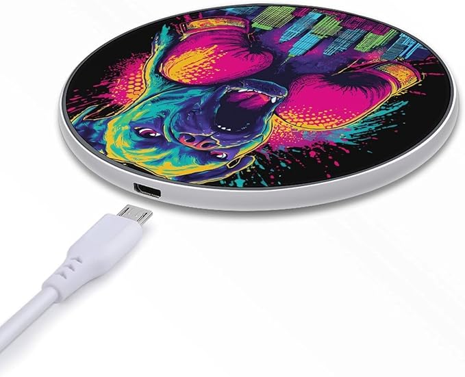 Boxer Dog Pop Boxing City Fast Portable Charger 10W Funny Graphic Phone Charging Pad with USB Cable