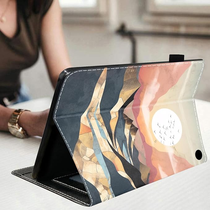 Case for All-New Amazon Kindle Fire HD 10 &amp 10 Plus Tablet (13th/11th Generation 2023/2021 Release) 10.1 - Premium PU Leather Stand Cover with Smart Auto Wake Mountain Sunrise