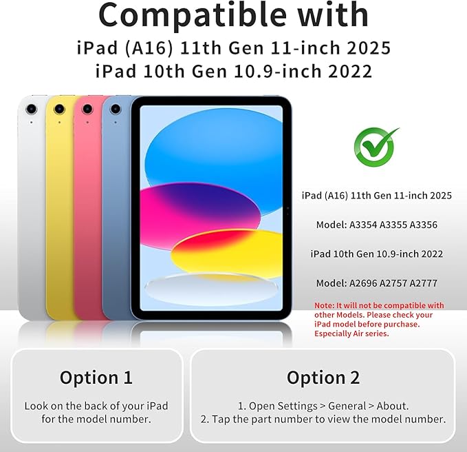 for iPad A16 Case iPad 11th/10th Generation Case (2025/2022) Removable Magnetic Cover Ultra Slim Shockproof Adjustable Portrait/Landscape Stand with Raised Screen View Auto Sleep/Wake Gray