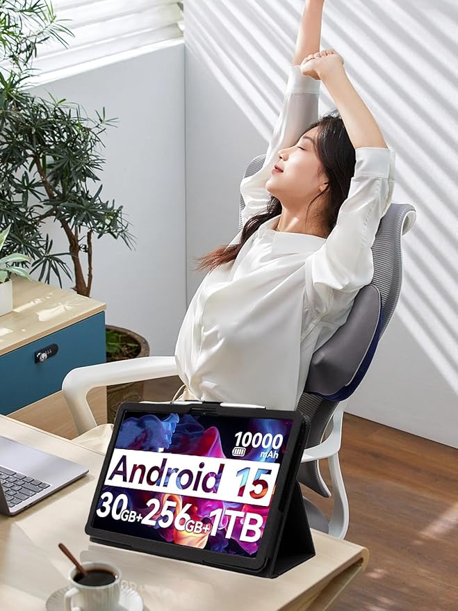 for Urao G140L 2025 14 Inch Android Tablet CaseBOVUGAC Folding Stand Protective Cover with Pencil Holder and Wrist StrapFull Protection Premium PUScratch Resistant(Black)