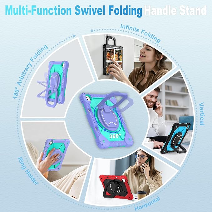 WESOROL for iPad Pro 13 Inch Case M5 2025/M4 2024 (7th Gen) with Screen Protector/360° Rotating Stand/Pencil Holder/Shoulder StrapMilitary Grade Shockproof iPad Case 13 Inch Pro M5/M4Purple Green