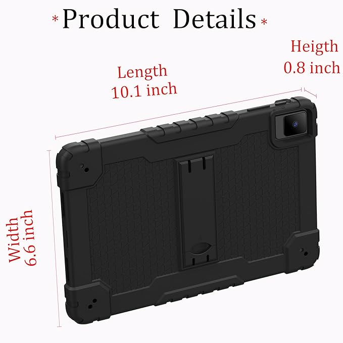 for TCL TAB 10 NXTPAPER 5G 10.4 Inch Tablet case Hybrid Shockproof Silicone Gel Protective Cover with Kickstand for TCL TAB 10 NXTPAPER 5G 10.4 Inch 2025 (9199S) (Black)
