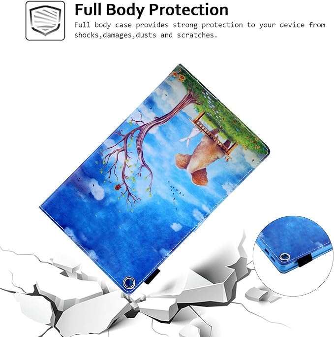 Case for Amazon Fire HD 10 Tablet (5th/7th/9th Generation) Techcircle Cute Stand Folio Slim Fit Leather Protective Flip Cover Case with Card Slots &amp Pen Holder Sleep/Wake Feature Wonderful Scen