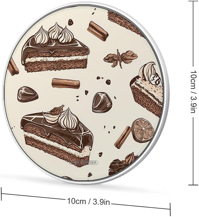 Chocolate Coffee Buttercream Cake Phone Charger Magnetic Charging Pad Anti-Slip with USB Cable