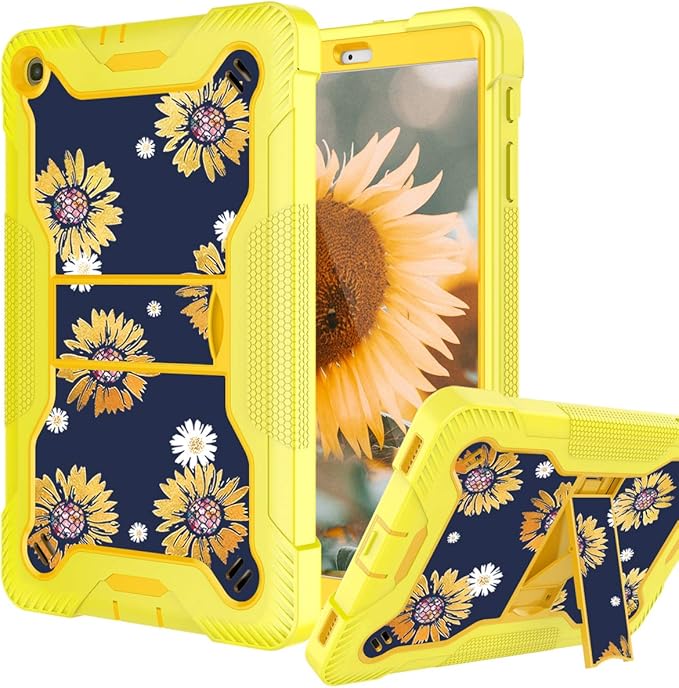 for Samsung Galaxy Tab A 10.1 2019 Case (SM-T510/T515) (NOT for A10.1 2016 A7 10.4 2022/2020 A8 10.5 2021/A10.5 2018) Glitter Sunflower Heavy Duty Rugged Bumper Protective Kickstand Case