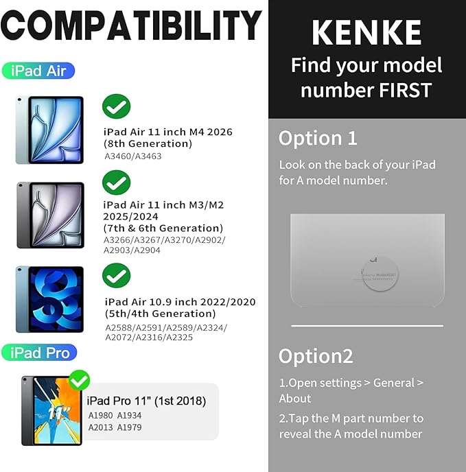 KenKe Case for iPad Air 11 inch M4/M3/M2 (2026/2025/2024) iPad Air 5th/4th Gen 10.9 Inch (2022/2020) Pro 11 1st (2018) with Pencil Holder Convenient Magnetic Attachment 6+View Angles Purple