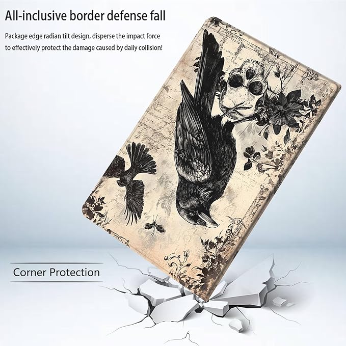 Bxgolkgd Tablet Case for 6.8 Kindle Paperwhite (11th Generation-2021) &amp Kindle Paperwhite Signature EditionAuto Wake/Sleep FunctionVintage Raven Skull
