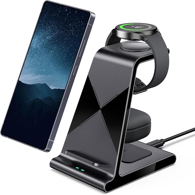 Wireless Charger for Samsung S25 Ultra Charging Station for Galaxy S25/S25 Edge/S24 Ultra/S24+/S24/S23/Note 20/Z Flip 7/Fold 7 for Galaxy Watch 8/8 Classic/Ultra/7/6 Galaxy Buds 2 Pro (No Adapter)