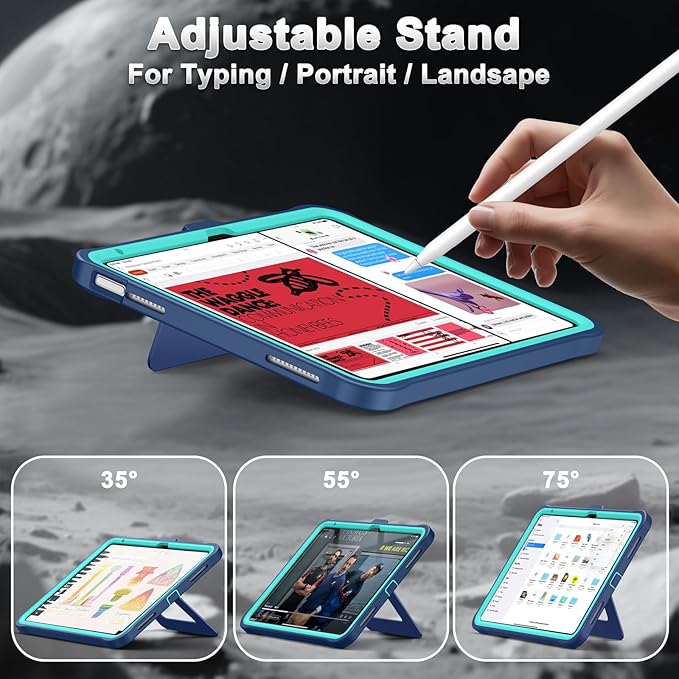 Soke Case for iPad (A16) 11th Generation 11-Inch 2025 /10th Generation 10.9-Inch 2022 with Screen Protector and Multi-Angle Kickstand Rugged Full Body Heavy Duty Protective Cover - Navy Green