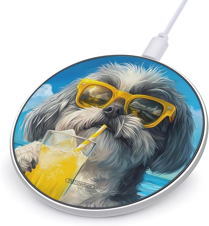 Shih Tzu Wireless Charger Anti-Slip Wireless Charging Pad Slim Charger Mat for Men Women