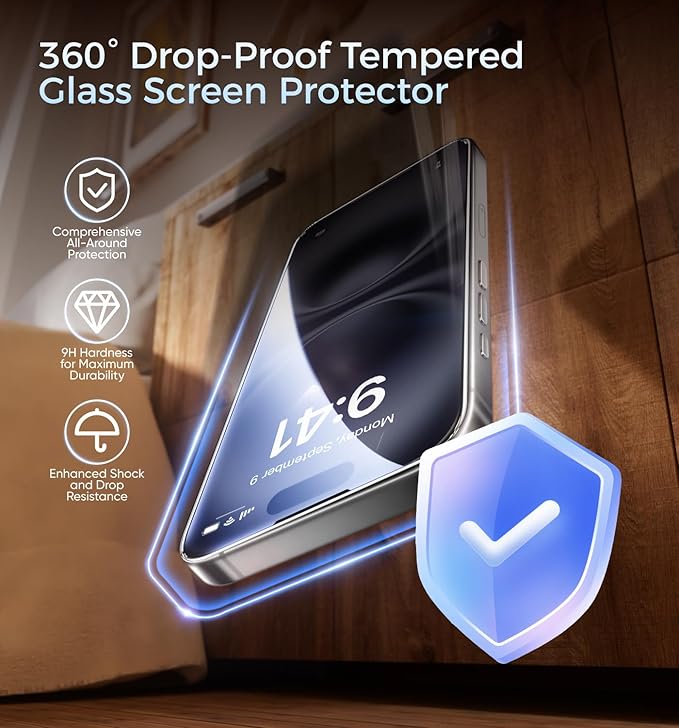 MAGIC JOHN 3rd Gen Upgraded for iPhone 15Plus/16Plus Screen Protector 6.7 Inch HD Clear Shatterproof Tempered Film Auto Dust-Elimination Bubble Free Easy Installation 2 Pack