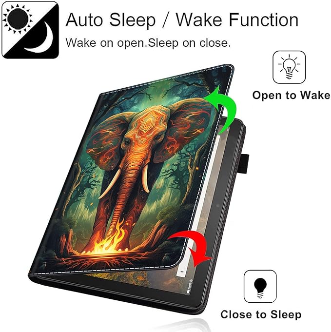 Case for All-New Amazon Kindle Fire HD 10 and Fire HD 10 Plus Tablet (13th/11th Generation 2023/2021 Release) 10.1 Slim Folding Stand Cover with Auto Wake/Sleep Elephant