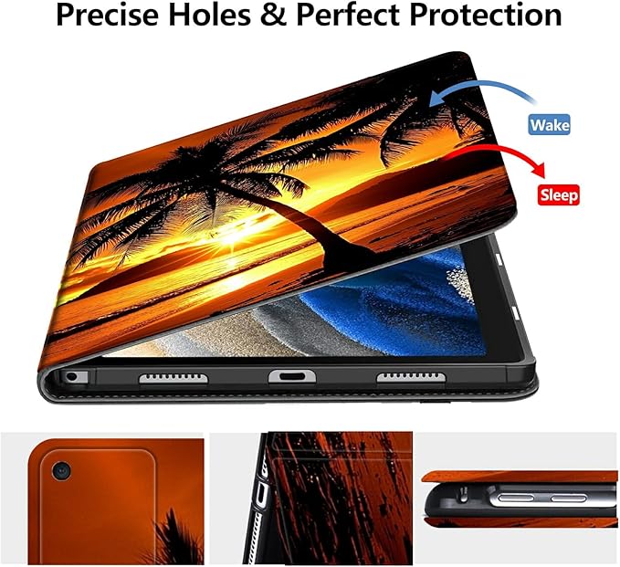 Case for Amazon Fire HD 10 Tablet (7th/9th Generation2017/2019 Release) 10.1 PU Leather Smart Protective Cover with Auto Sleep/Wake for Fire HD 10 2019Palm Trees