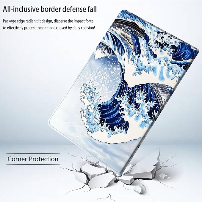 Bxgolkgd Tablet Case for 6 Kindle 11th Generation (2024/2022 Release)Shockproof Stand Cover with Heat DissipationAuto Wake/Sleep FunctionThe Great Wave Off Kanagawa Art