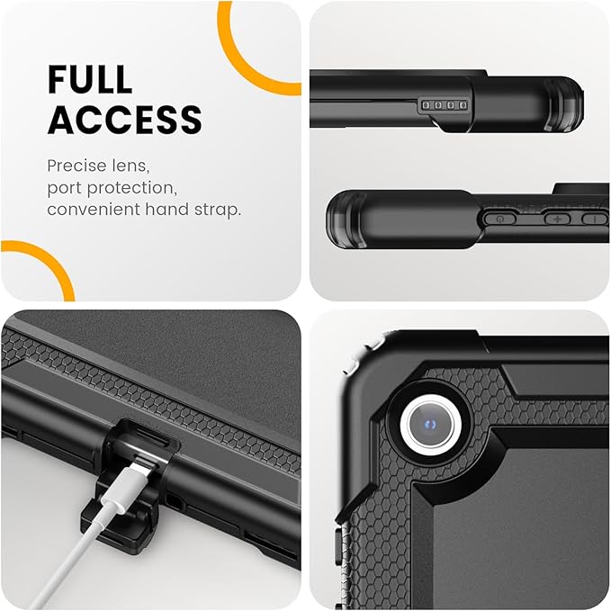 Timecity for Samsung Galaxy Tab A9+/ A9 Plus Case 11 inch Full-Body Protective with Screen Protector Rotating Stand/Handle and Shoulder Strap for Galaxy A9+ Tablet Case (SM-X210/X216/X218)- Black