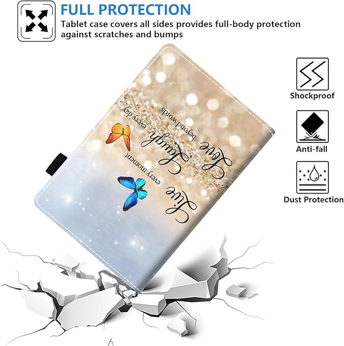 Case for All-New Kindle Fire HD 10/Fire HD 10 Plus Tablet 10.1 inch (11th Generation 2021 Released) - Inspirational Quote Live Laugh Love Design Slim PU Leather Cover with Auto Sleep Wake