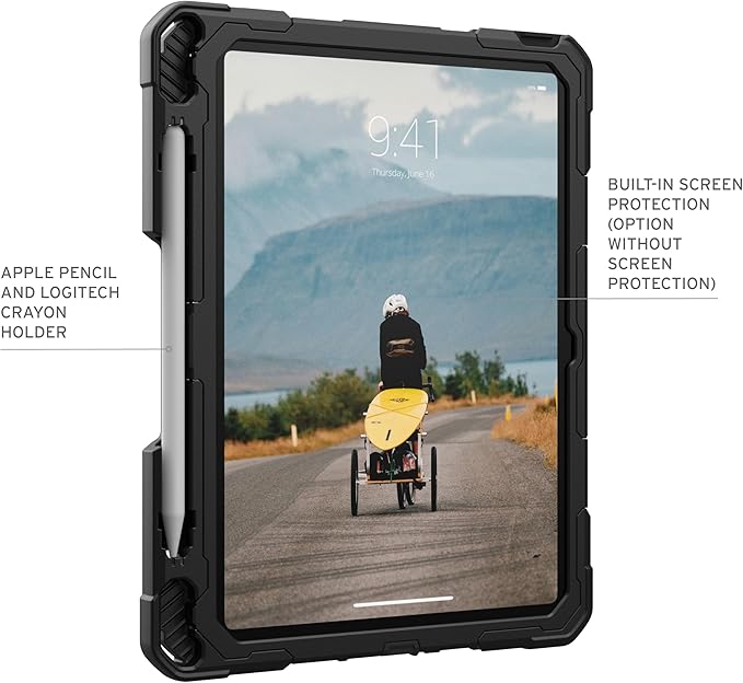 URBAN ARMOR GEAR UAG Designed for iPad 11 A16 11th Gen 2025 10.9 10th Gen 2022 Case w/Built-in Screen Protector A3354 A3355 Rugged Protective Cover w/Kickstand &amp Hand Strap Plasma Ice/Black
