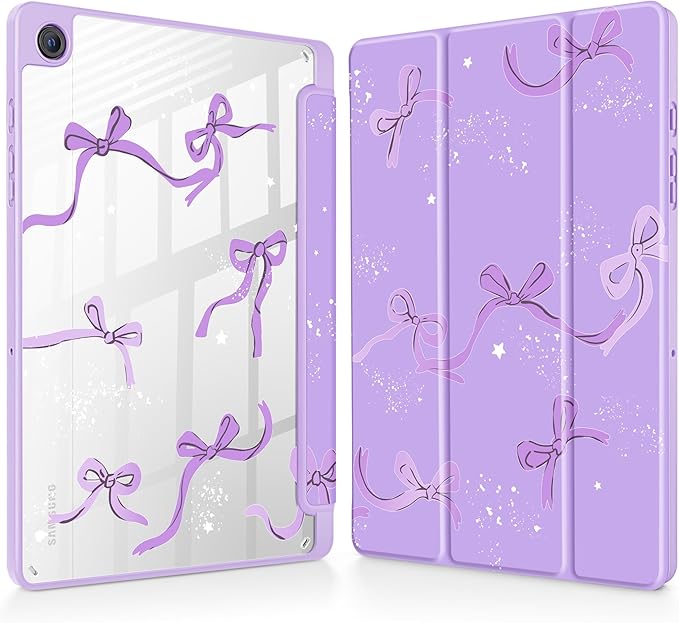 Tuiklol for Samsung Galaxy Tab A9+ Tablet 11” / A9+ Plus 2024 2023Buit-in S-Pen Holder with Clear Protective Cover Transparent Back Shell Auto Wake/Sleep Samsung Tab A9 Plus CoverBow-Purple