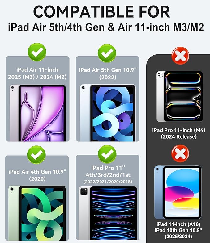 Case for iPad Air 11-inch M3/M2 (2025/2024) iPad Air 5th/4th Generation 10.9'' (2022/2020) iPad Pro 11 (4th/3rd/2nd/1st Gen) Multi-Angle Stand Cover with Pencil Holder Marble Teal Pink
