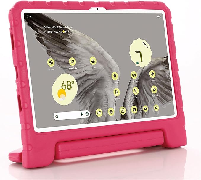 for Google Pixel 10.95 inch 2023 Kids Case Light Weight EVA Full Protection Shockproof Cover Handle Stand Tablet Case CoverRose Red