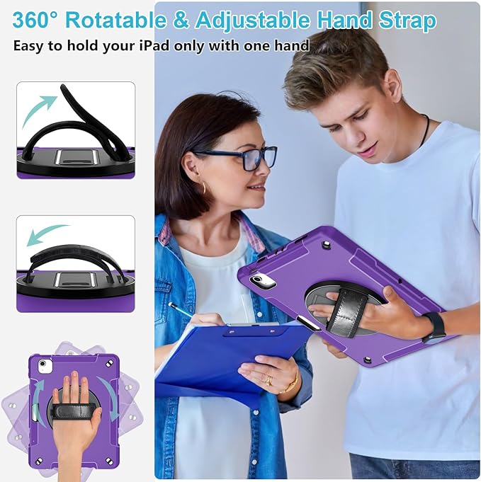 Case for iPad Air 11 M4 2026/ M3 2025/ M2 2024: TPU Cover for iPad Air 5th &amp 4th Generation 10.9 Inch (2020/2022) with Screen Protector- Stand- Handle- Shoulder Strap- Pencil Holder
