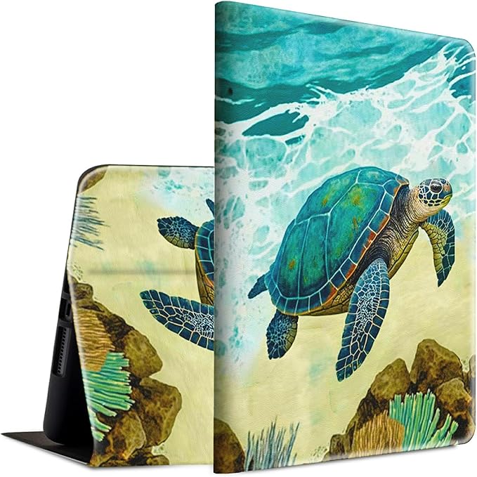 Case for Kindle Paperwhite 12th Generation &amp Kindle Colorsoft Signature Edition 2024 7 inch Lightweight Smart Case PU Leather Adjustable Stand Protective Cover with Auto Wake/Sleep - Cute Turtle