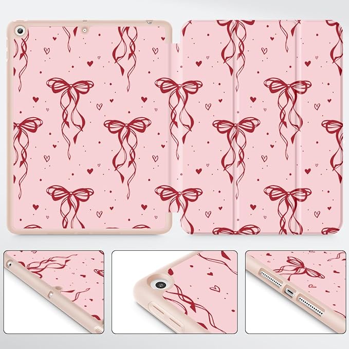 Mektron Designed Printed iPad 10.2 Case 9th Gen (2021)/ 8th Gen (2020)/ 7th Gen (2019) with Pencil Holder Slim Protective Case with Soft TPU Back Auto Wake/Sleep for iPad 10.2 Inch Layer Bows