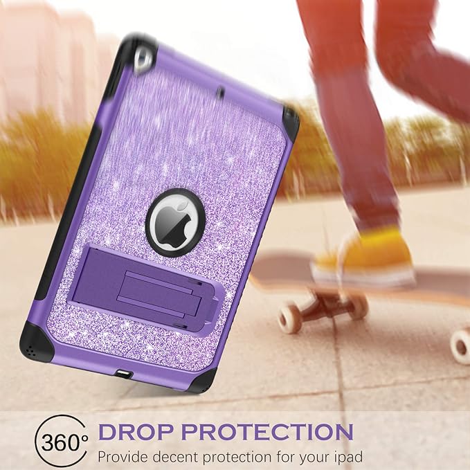 YINLAI for iPad 6th 5th Generation Case 9.7-Inch 2018/2017 iPad Pro 9.7/iPad Air 2nd CaseGlitter Sparkle Women Girls Kids Kickstand Shockproof Protective A1893/A1954/A1822/A1823 Tablet CoverPurple