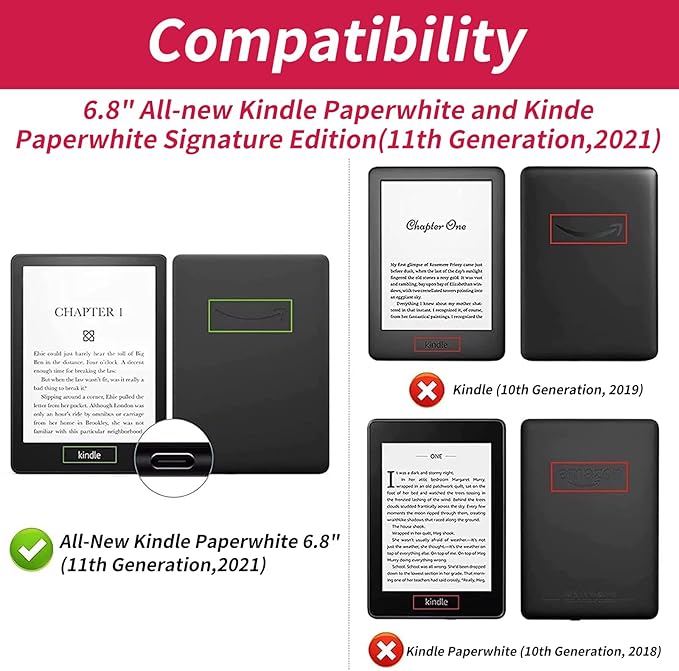 Case for 6.8 Kindle Paperwhite 11th Generation 2021 and Kindle Paperwhite Signature Edition Smart Case Adjustable Stand Protective Cover with Auto Wake/Sleep - Moth Moon Flower Floral