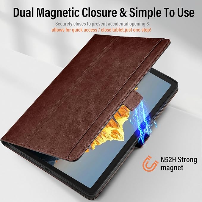 Case for Samsung Galaxy Tab A11+/A11 Plus/A9+ Plus 5G Tablet 11 Inch 2026/2023 (SM-X230/X236/X238/X210/X216/X218u) with PocketMagnetic ClosureMulti Angle CoverAuto Sleep/WakeDark Brown