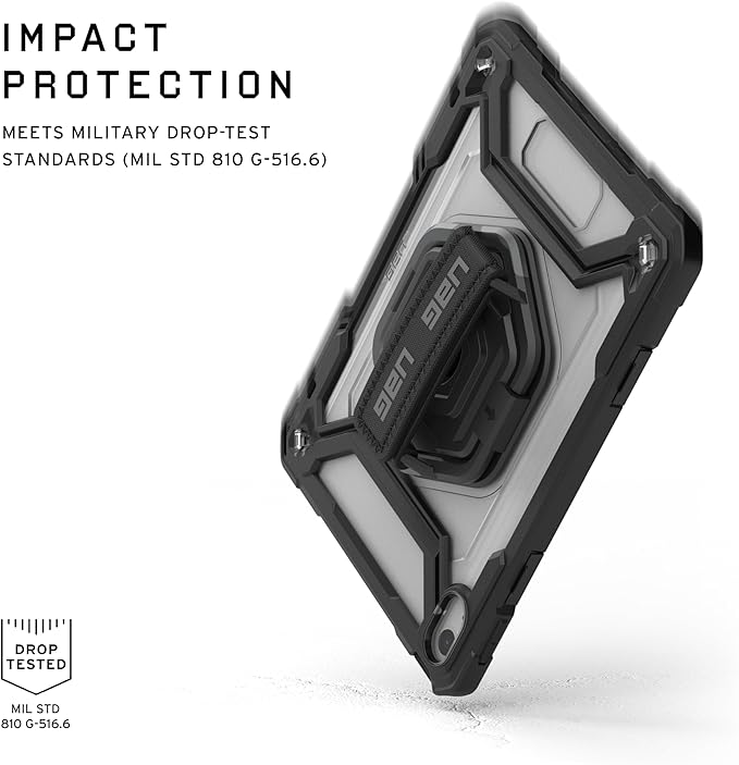 URBAN ARMOR GEAR UAG Designed for iPad 11 A16 11th Gen 2025 10.9 10th Gen 2022 Case w/Built-in Screen Protector A3354 A3355 Rugged Protective Cover w/Kickstand &amp Hand Strap Plasma Ice/Black