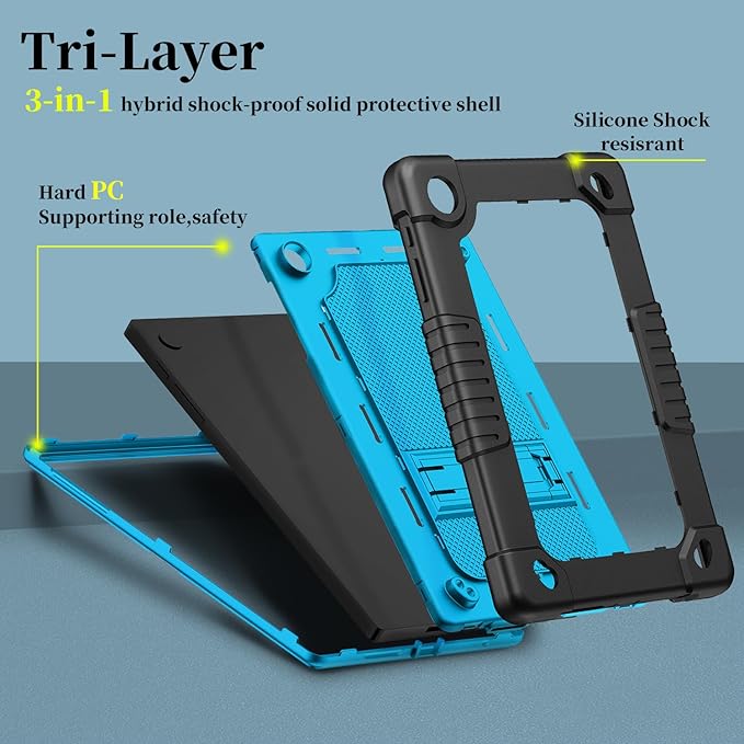 for Tmobile Revvl Tab 2 Tablet Case with 2 Pcs Screen ProtectorShockproof Kids Protective Case with Shoulder Strap Kickstand Cover for Tmobile Revvl Tab 2 Tablet 10.1 inch (Black/Blue)