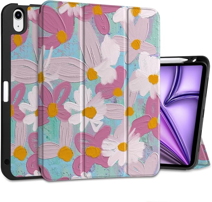 MEEgoodo for M4/M3/M2 iPad Air 11 inch Case 2026 2025 2024Case for iPad Air 5th Generation/iPad Air 4th Gen 10.9 inch 2022 2020 Tablet Cover with Soft TPU Back Shell Art Botanical Floral