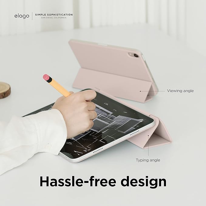 elago Case for iPad A16 10th Generation - iPad Case with Magnetic Attachment to Metal Materials Compatible with elago's Apple Pencil case (Sand Pink)