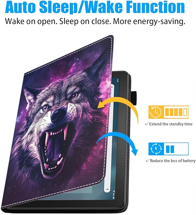 Case for All-New Amazon Fire HD 10 &amp HD 10 Plus Tablet 10.1 (13th/11th Generation 2023/2021 Release) Slim PU Leather Stand Cover with Auto Wake/Sleep Wolf